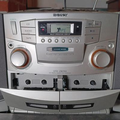 LOT 140: Sony CFD-ZW755 Boom Box with CDs, Walkmans & Timex Clock