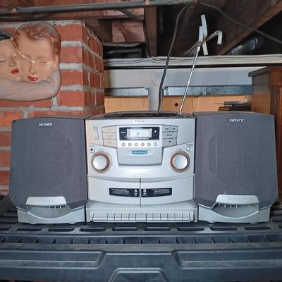 LOT 140: Sony CFD-ZW755 Boom Box with CDs, Walkmans & Timex Clock