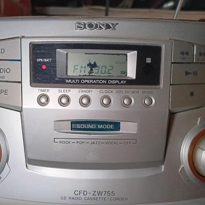 LOT 140: Sony CFD-ZW755 Boom Box with CDs, Walkmans & Timex Clock