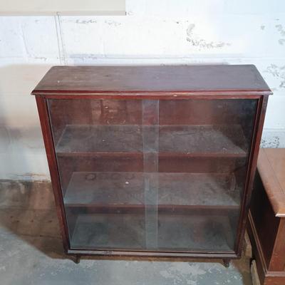 LOT 141: Vintage Glass Front Bookcase Case