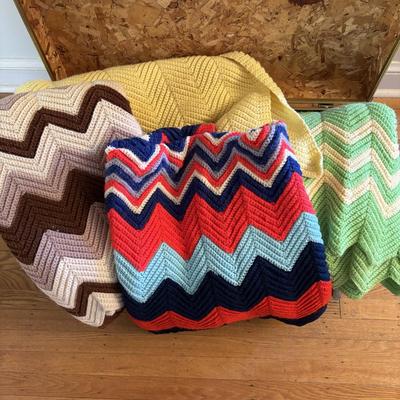 LOT 102: Storage Trunk w/Crochets Afghans