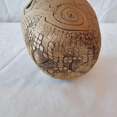 Fossilized Fish in Stone & Handmade Pottery (LR-JS)