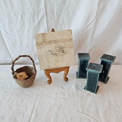 Fossilized Fish in Stone & Handmade Pottery (LR-JS)