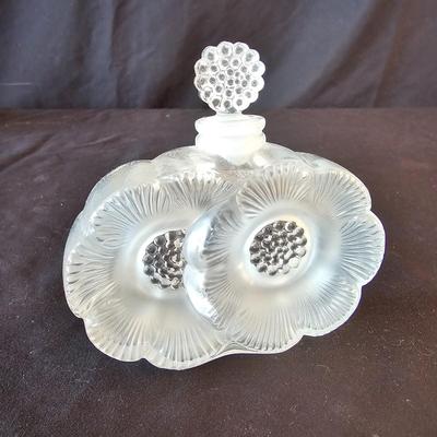 Lalique Two Flowers Frosted Glass Perfume Bottle & More Lalique Pieces (DR-JS)