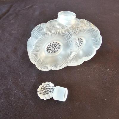Lalique Two Flowers Frosted Glass Perfume Bottle & More Lalique Pieces (DR-JS)