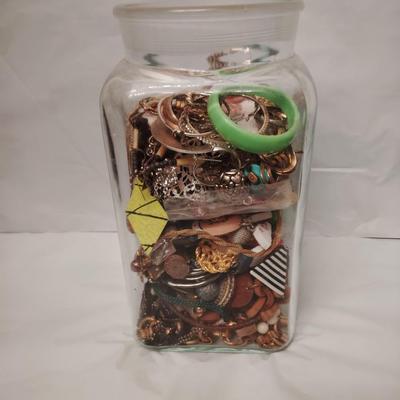 Glass Jar full of costume jewelry