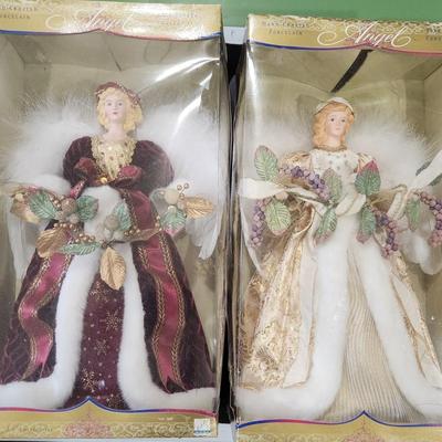 Sale Photo Thumbnail #435: Vintage 16” BK Brass Key Collectibles Porcelain Angel Christmas Tree Topper (2)