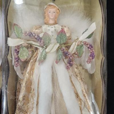 Sale Photo Thumbnail #437: Vintage 16” BK Brass Key Collectibles Porcelain Angel Christmas Tree Topper (2)