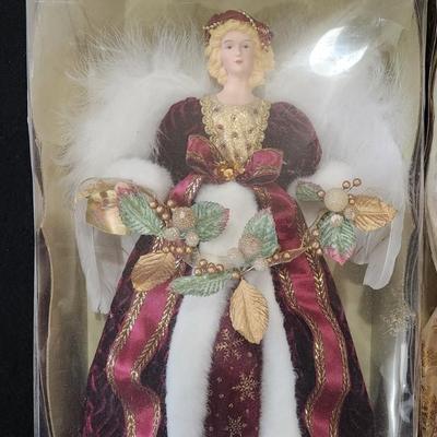 Sale Photo Thumbnail #436: Vintage 16” BK Brass Key Collectibles Porcelain Angel Christmas Tree Topper (2)