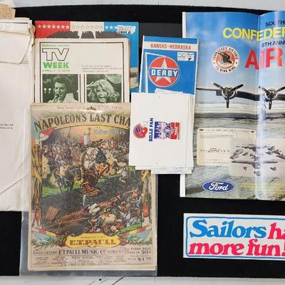 Sale Photo Thumbnail #445: Vintage Magazine Artwork & Posters from Airshows Stickers plus much more