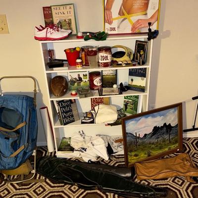 Small white shelf and all contents