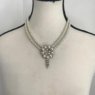 Sale Photo Thumbnail #106: Vintage Faux pearl necklace with rhinestones please see attached photos