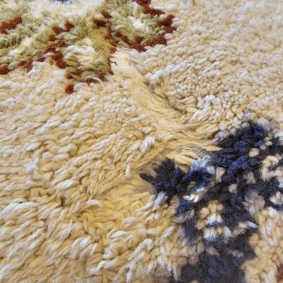 White/Green Area Rug w/Fringe. (DR-JS)