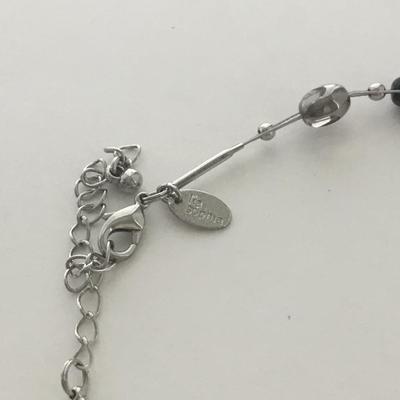 Lia Sophia marked black silver tone fashion necklace