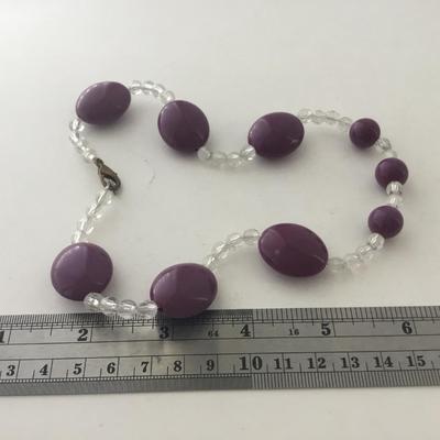 Clear beaded purple beaded choker necklace