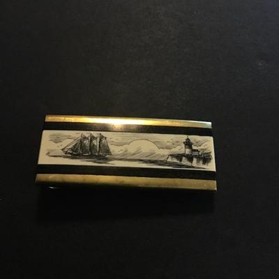 Scrimshaw Money Clip Vintage Ship Nd Whale Money Clip 1980
