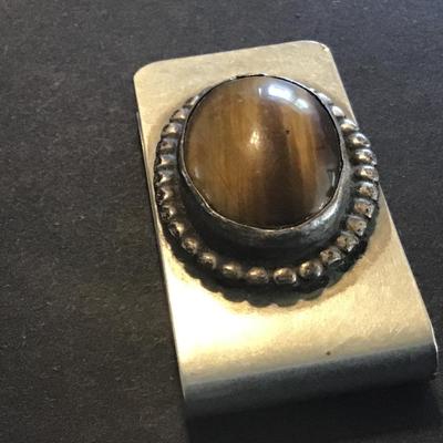 Vintage Money Clip With Stone