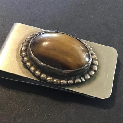 Vintage Money Clip With Stone