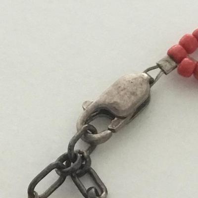 925 clasp marked red double layer beaded necklace