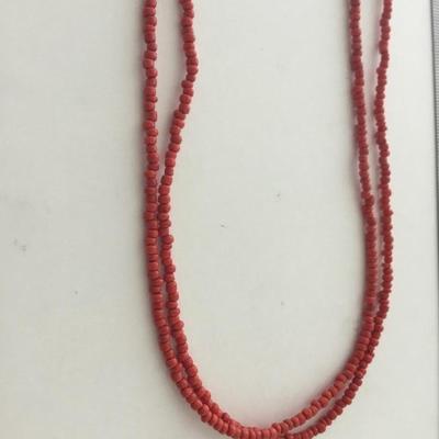 925 clasp marked red double layer beaded necklace