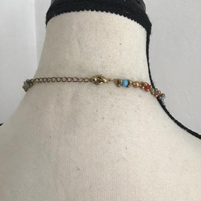 Sale Photo Thumbnail #229: Beautiful Vintage republique francaise ancient coin Etruscan colorful cabochon antique gold necklace please see attached photos