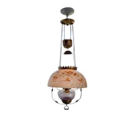 Pair of Hanging, Electrified Oil Style Lamps w/Glass Shades (LR-JS)