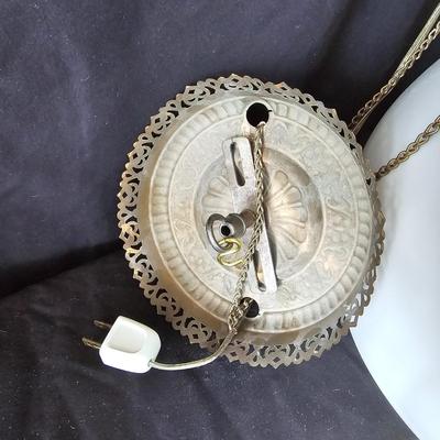 Pair of Hanging, Electrified Oil Style Lamps w/Glass Shades (LR-JS)