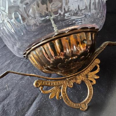 Pair of Hanging, Electrified Oil Style Lamps w/Glass Shades (LR-JS)