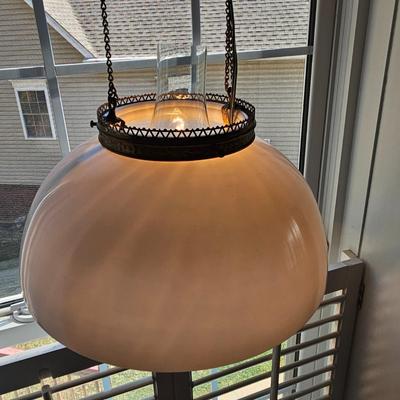 Pair of Hanging, Electrified Oil Style Lamps w/Glass Shades (LR-JS)