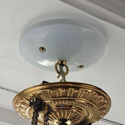 Pair of Hanging, Electrified Oil Style Lamps w/Glass Shades (LR-JS)