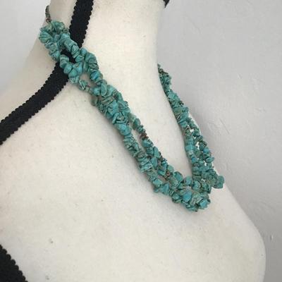 Sale Photo Thumbnail #244: Beautiful, vintage, multi strand, turquoise, nugget necklace please see attached photos