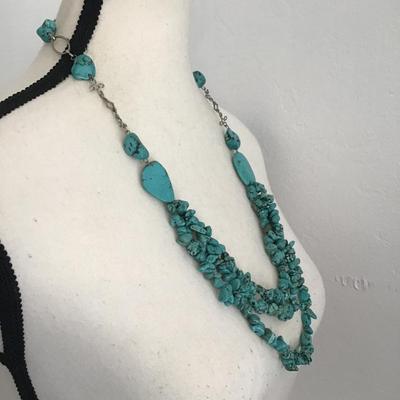 Sale Photo Thumbnail #252: Beautiful, multi, strand, turquoise, nugget necklace, very nice please see attached photos