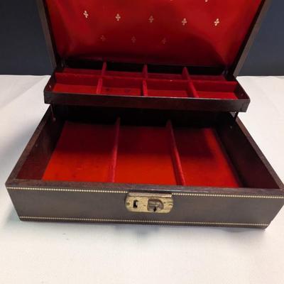Vintage Jewelry Box Red Liner Marine Symbol On The Top
