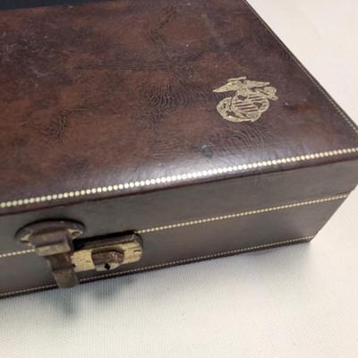 Vintage Jewelry Box Red Liner Marine Symbol On The Top