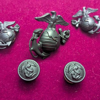 USMC Officer Hat Device Eagle Globe & Anchor Badge - 13 Star Eagle Anchor #9