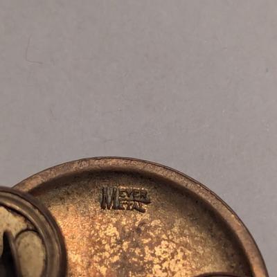 Vintage Visor Cap Badge - WW II ROTC Torch Of Knowledge Collar Tac Pin Meyer Brass - US Collar Pins #1