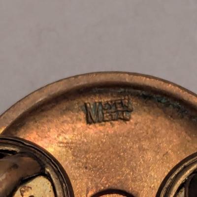 Vintage Visor Cap Badge - WW II ROTC Torch Of Knowledge Collar Tac Pin Meyer Brass - US Collar Pins #1