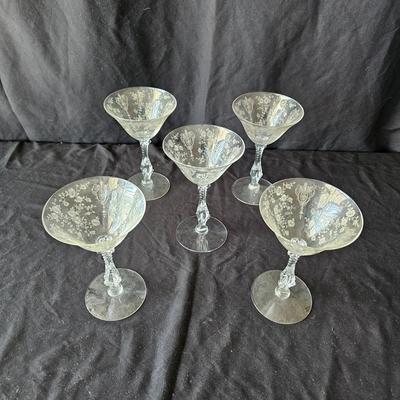 Crystal Flower Patterned Wine & Cocktail Glasses (K-JS)