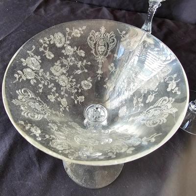 Crystal Flower Patterned Wine & Cocktail Glasses (K-JS)