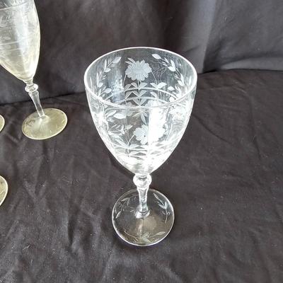 Crystal Flower Patterned Wine & Cocktail Glasses (K-JS)