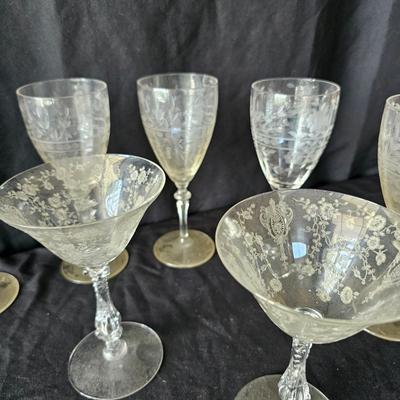 Crystal Flower Patterned Wine & Cocktail Glasses (K-JS)