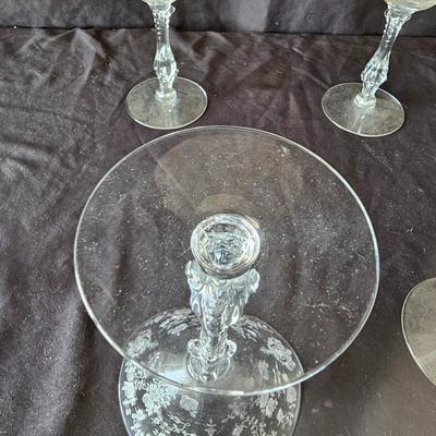 Crystal Flower Patterned Wine & Cocktail Glasses (K-JS)