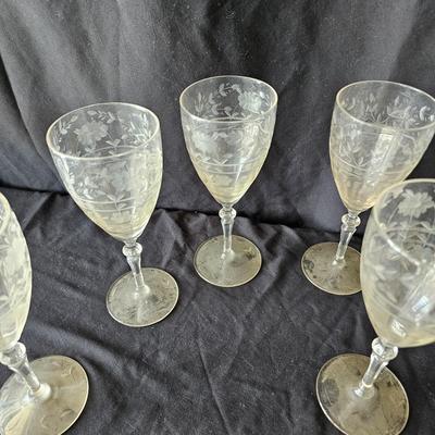 Crystal Flower Patterned Wine & Cocktail Glasses (K-JS)