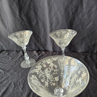 Crystal Flower Patterned Wine & Cocktail Glasses (K-JS)
