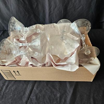 Crystal Flower Patterned Wine & Cocktail Glasses (K-JS)