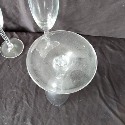 Twisted Stem Champagne Flutes & Gold Topped Liqueur Glasses (K-JS)