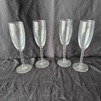 Twisted Stem Champagne Flutes & Gold Topped Liqueur Glasses (K-JS)