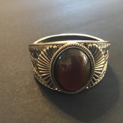 Egyptian Style Clamper Bracelet. Faux stone