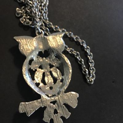 Silver Tone Owl Necklace