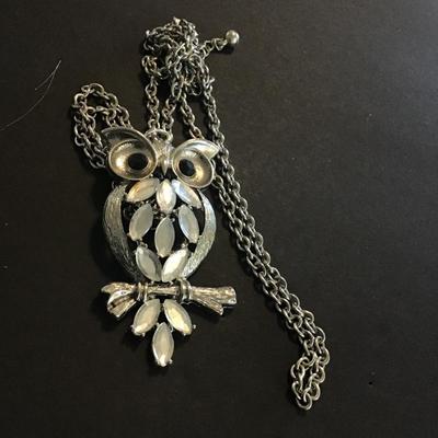 Silver Tone Owl Necklace